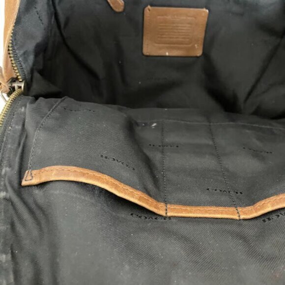 Genuine Coach Men's Patch Brown Black Leather Backpack - Picture 7 of 8